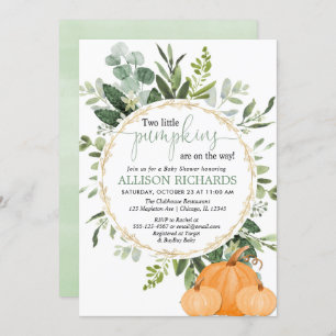 Invitation Baby shower citrouille jumeau, deux petits citroui