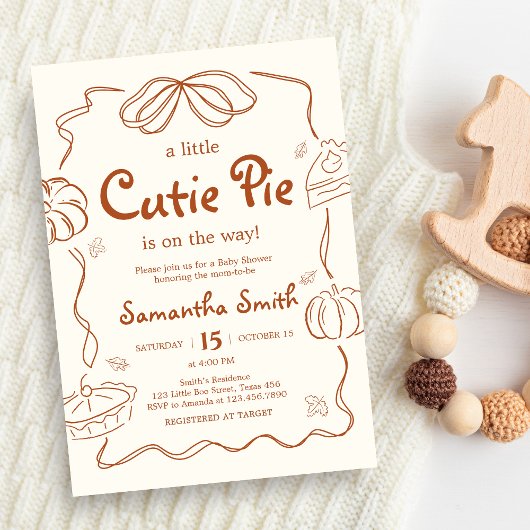Invitation Baby shower Citrouille Little Cutie Pie