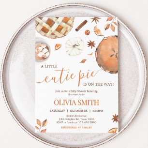 Invitation Baby shower Citrouille Little Cutie Pie Fall