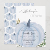 Invitation Baby shower Citrouille minimaliste bleu (Devant / Derrière)