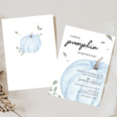 Invitation Baby shower Citrouille minimaliste bleu