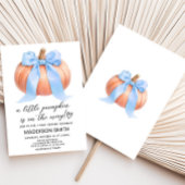 Invitation Baby shower Citrouille minimaliste bleu