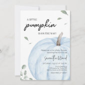Invitation Baby shower Citrouille minimaliste bleu (Devant)
