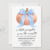 Invitation Baby shower Citrouille minimaliste bleu (Devant)