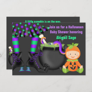 Invitation Baby shower Citrouille neutre pour Halloween migno