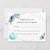 Invitation Baby shower citrouille Nom du bébé Jeu | Bleu (Devant)