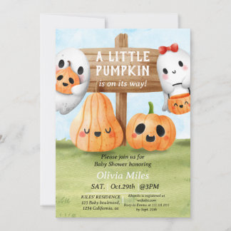 Invitation Baby shower Citrouille orange