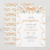 Invitation Baby shower Citrouille Orange Bow (Devant / Derrière)