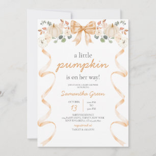 Invitation Baby shower Citrouille Orange Bow