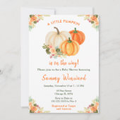 Invitation Baby shower Citrouille orange et vert (Devant)