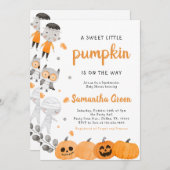 Invitation Baby shower Citrouille petit garçon (Devant / Derrière)
