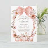 Invitation Baby shower Citrouille Pink Bow Little (Debout devant)