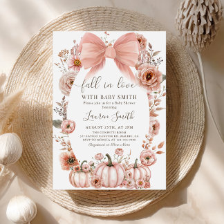 Invitation Baby shower Citrouille Pink Bow Little