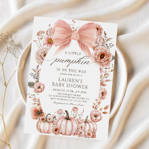 Invitation Baby shower Citrouille Pink Bow Little