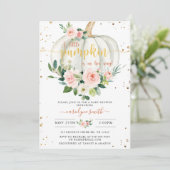 Invitation Baby shower citrouille, Pink Gold Elegant (Debout devant)