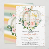 Invitation Baby shower citrouille, Pink Gold Elegant (Devant / Derrière)