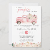 Invitation Baby shower Citrouille Pink Truck (Devant)