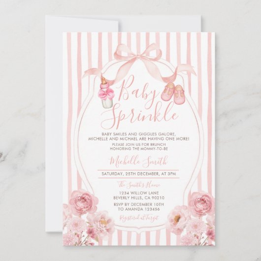 Invitation Baby shower Citrouille pour bébé rose pâle (Devant)