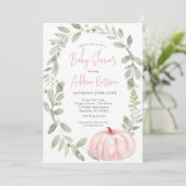 Invitation Baby shower Citrouille rose (Debout devant)