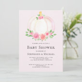 Invitation Baby shower Citrouille rose (Debout devant)