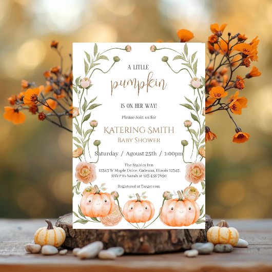 Invitation Baby shower Citrouille rose