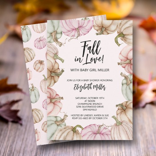 Invitation Baby shower Citrouille rose