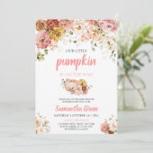 Invitation Baby shower Citrouille rose (Debout devant)
