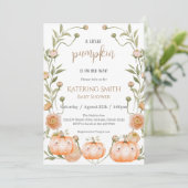 Invitation Baby shower Citrouille rose (Debout devant)