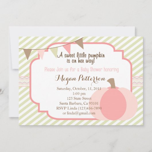 Invitation Baby shower Citrouille rose (Devant)