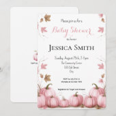 Invitation Baby shower Citrouille rose (Devant / Derrière)