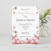 Invitation Baby shower Citrouille rose (Debout devant)