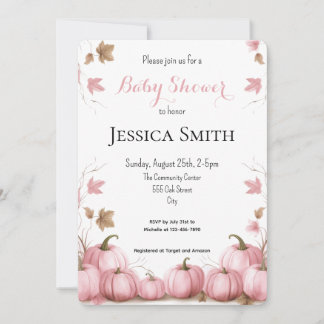 Invitation Baby shower Citrouille rose
