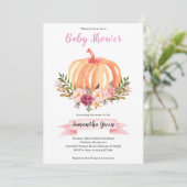 Invitation Baby shower Citrouille rose (Debout devant)
