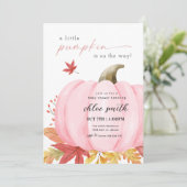 Invitation Baby shower Citrouille rose (Debout devant)