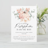 Invitation Baby shower Citrouille rose (Debout devant)