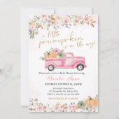 Invitation Baby shower Citrouille rose automne (Devant)