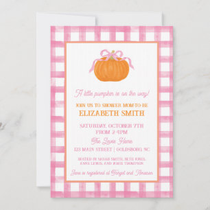 Invitation Baby shower Citrouille rose Bow