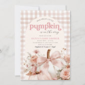 Invitation Baby shower Citrouille rose Bow floral (Devant)