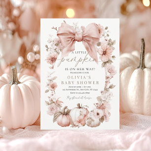 Invitation Baby shower Citrouille rose Bow floral