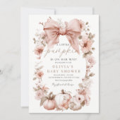 Invitation Baby shower Citrouille rose Bow floral (Devant)
