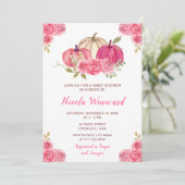 Invitation Baby shower Citrouille rose chaud (Debout devant)