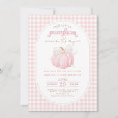 Invitation Baby shower Citrouille rose  d'aquarelle Bow Girl (Devant)