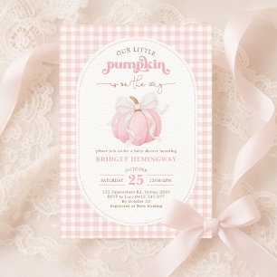 Invitation Baby shower Citrouille rose d'aquarelle Bow Girl