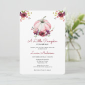 Invitation Baby shower Citrouille rose et bourgogne (Debout devant)