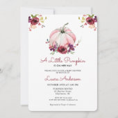 Invitation Baby shower Citrouille rose et bourgogne (Devant)