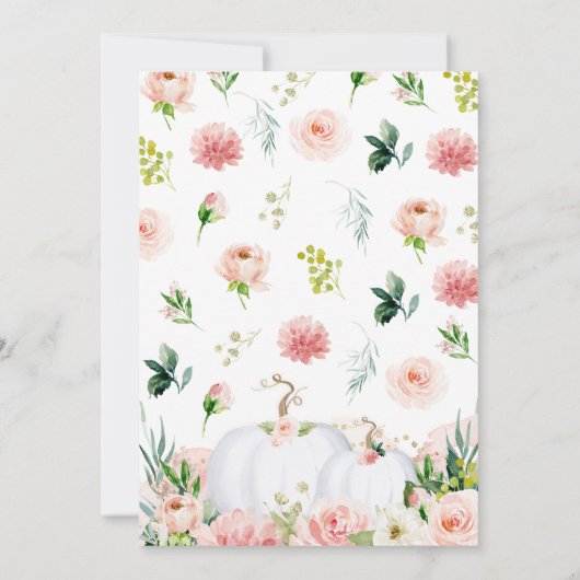 Invitation Baby shower Citrouille rose et or (Dos)