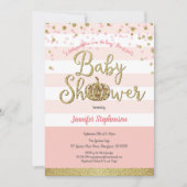 Invitation Baby shower citrouille rose et or (Devant)