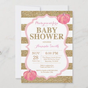 Invitation Baby shower Citrouille rose et or