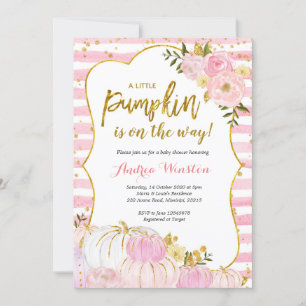 Invitation Baby shower Citrouille rose et or