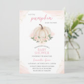 Invitation Baby shower Citrouille rose et or fille (Debout devant)